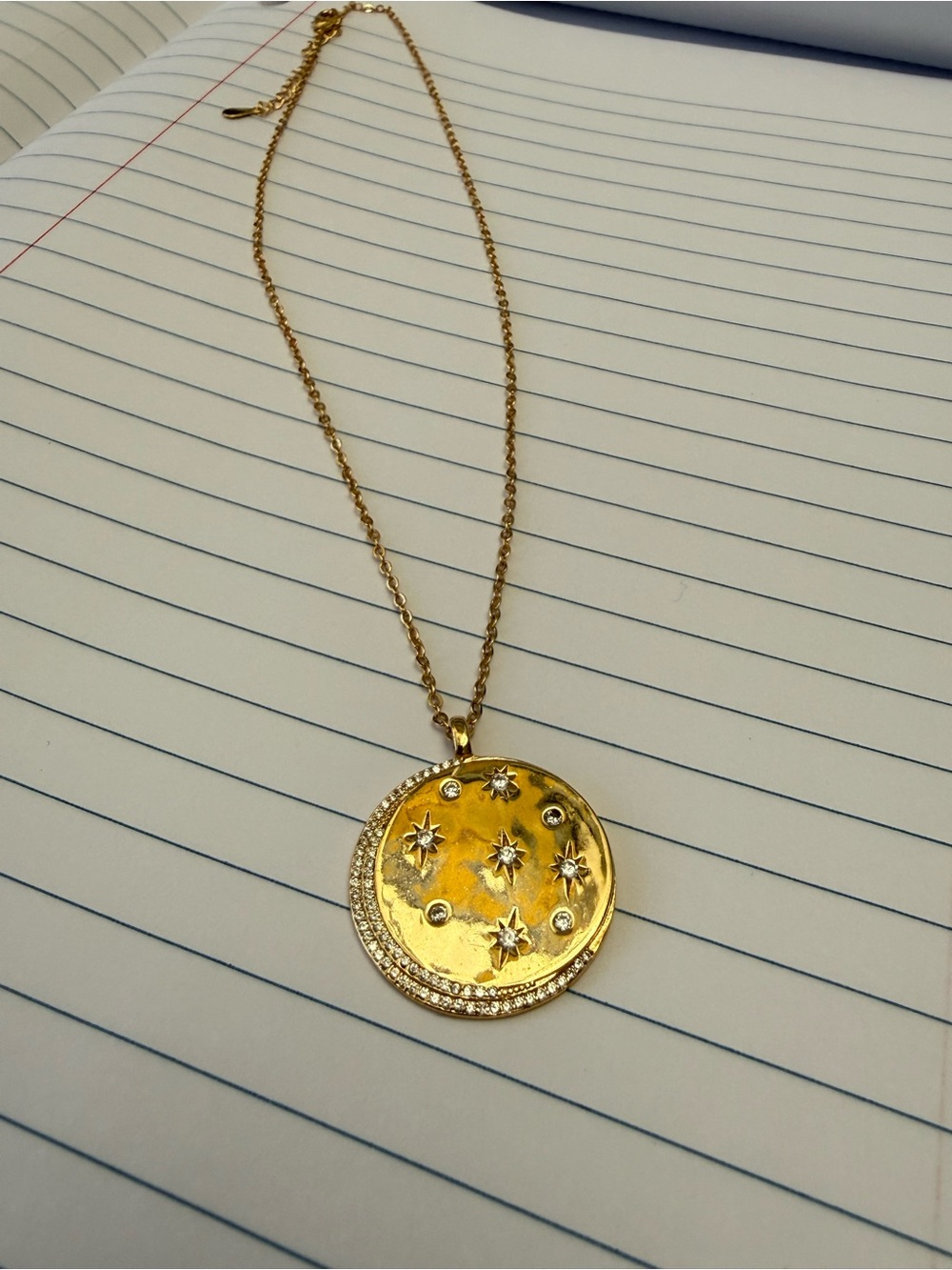 Gold Starburst Pavé Disc Necklace - Women Jewelry